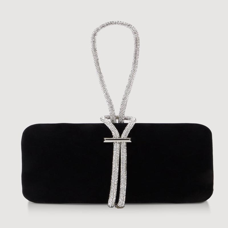 Rhinestone Rope Faux Suede Crossbody Clutch Bag