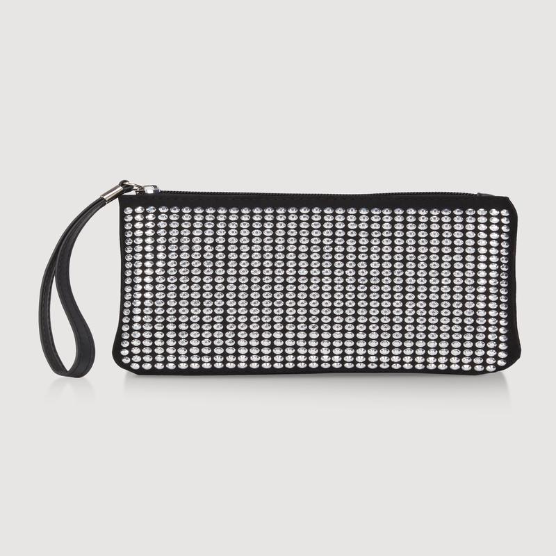 Stylish Metallic Studded Faux Suede Wristlet
