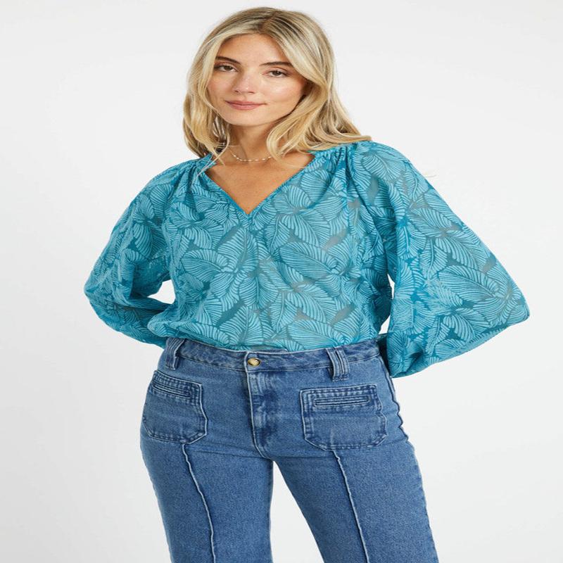 Caballero Miki Leaf Burnout Top *FINAL SALE*