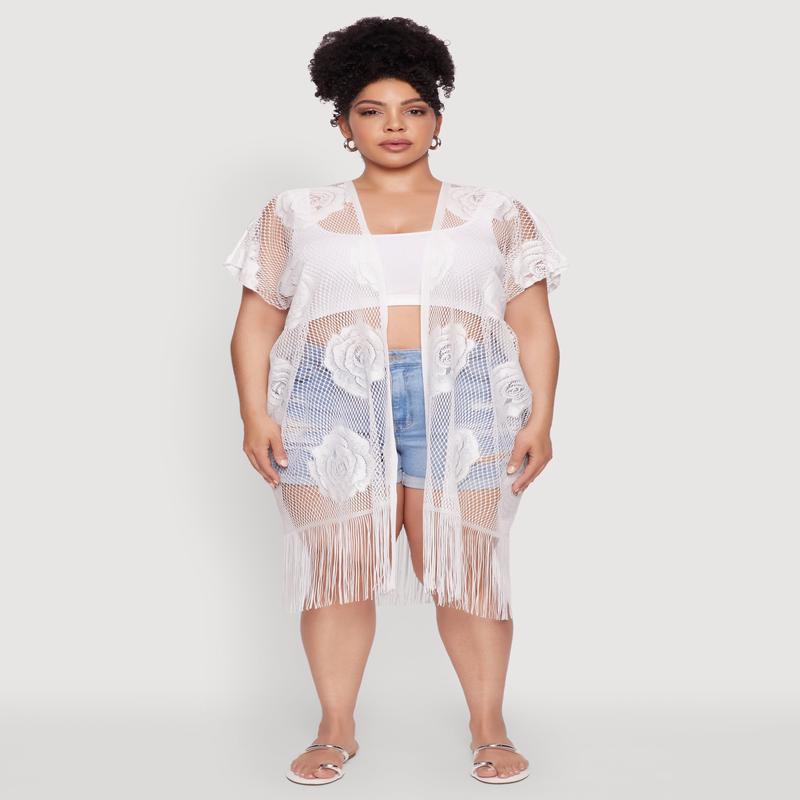 Floral Pattern Fishnet Cover Up