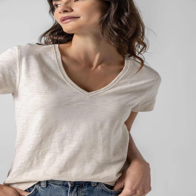 Lilla P Back Seam V Neck Tee