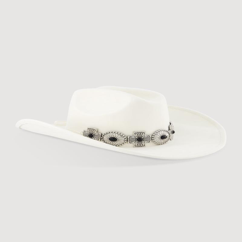 Faux Suede Metallic Cross Cowboy Hat