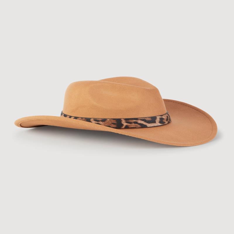 Leopard Print Trim Cowboy Hat