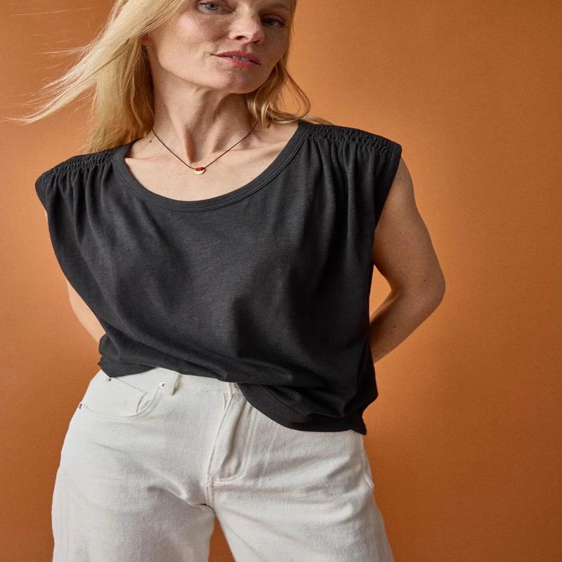 Lilla P Shirred Shoulder Scoop Tee *FINAL SALE*