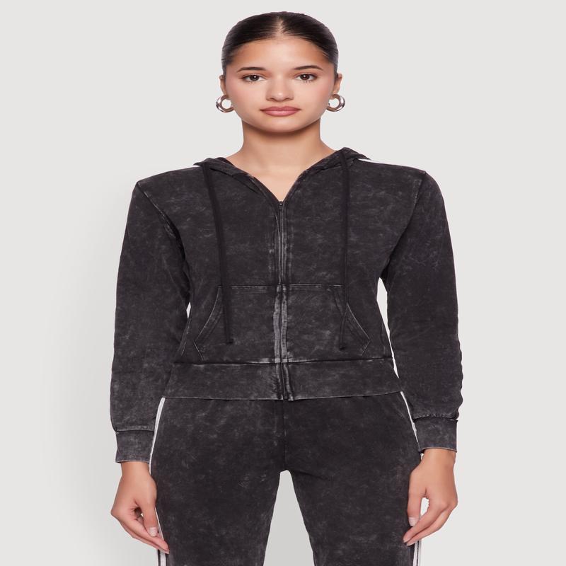 Daisy Mineral Wash Varsity Stripe Hooded Sweatshirt