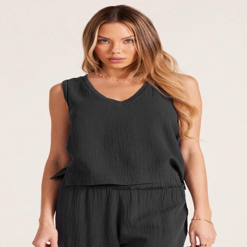 Bobi Rib Mix V-Neck Tank