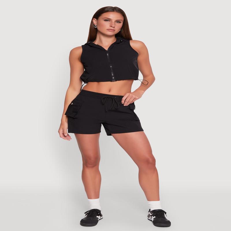 Drawstring Waist Cargo Pocket Shorts