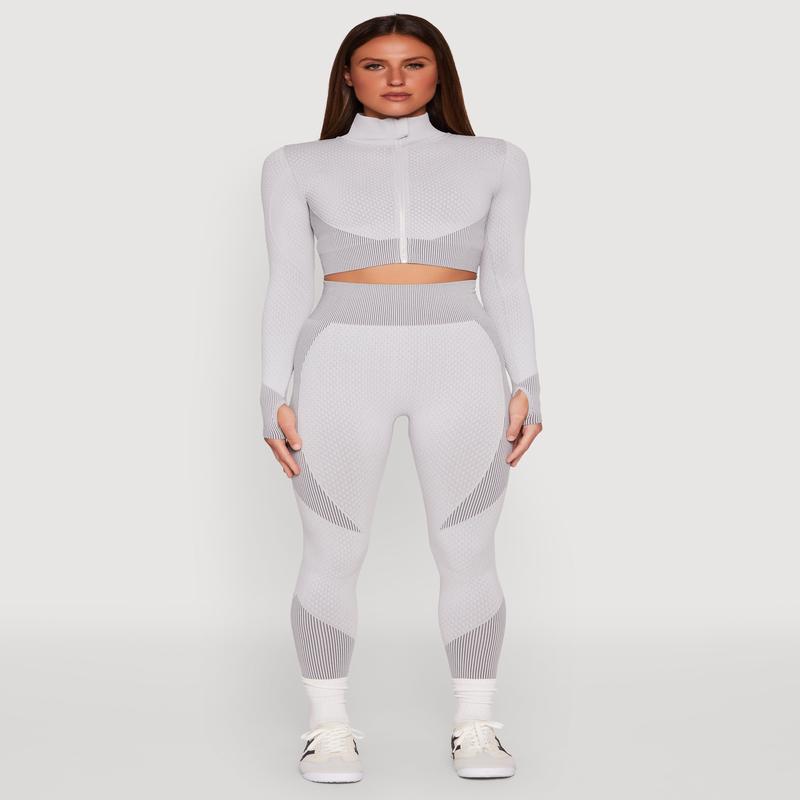 Striped Detail Two Tone Leggings