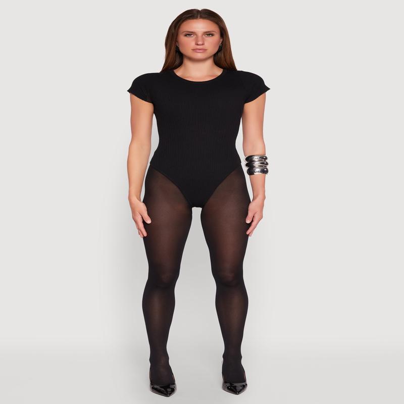 Daisy Rib Knit Crew Neck Bodysuit