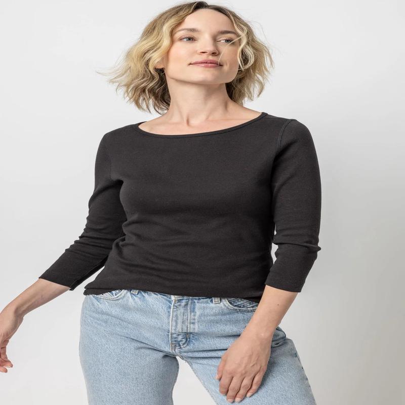 Lilla P 3/4 Sleeve Boatneck Top