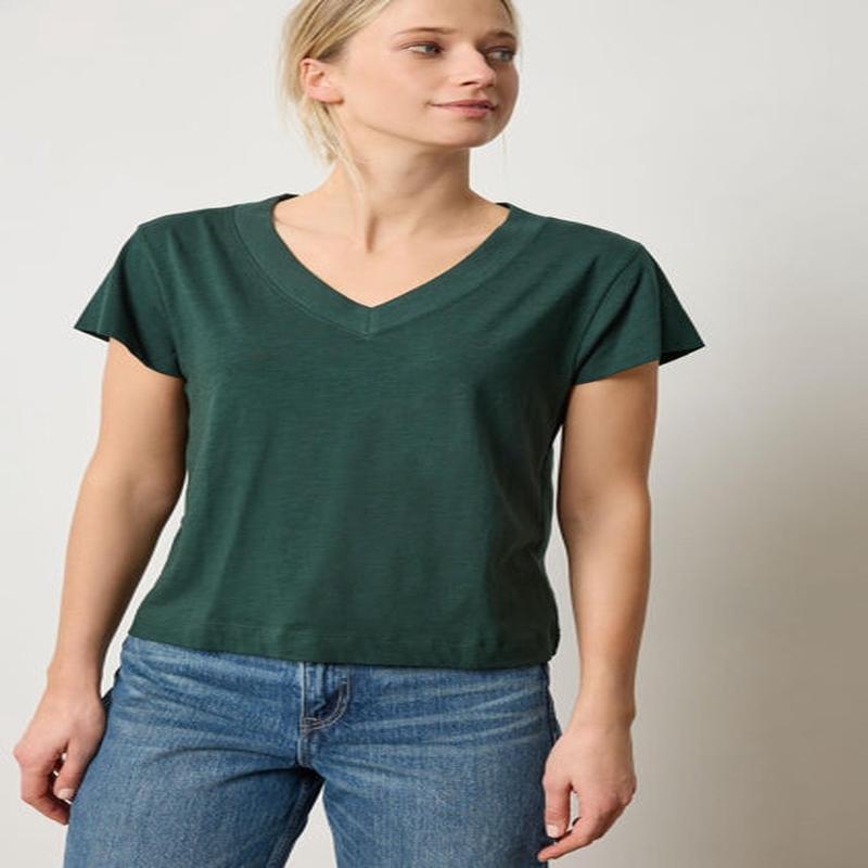 Lilla P Relaxed Short Sleeve V Neck Tee