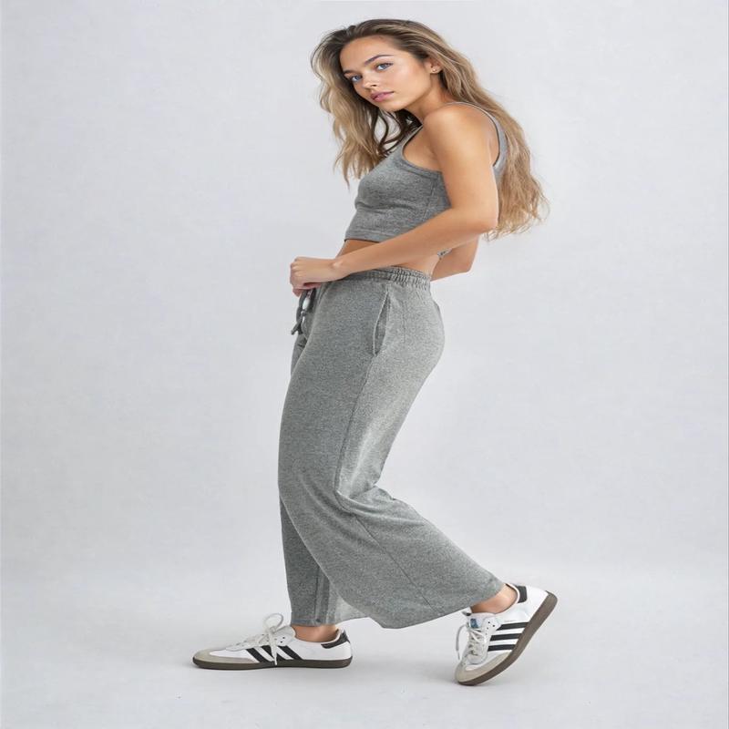 FitKitty CloudSoft Wide-Leg Lounge Pants- Gray *Online Only*
