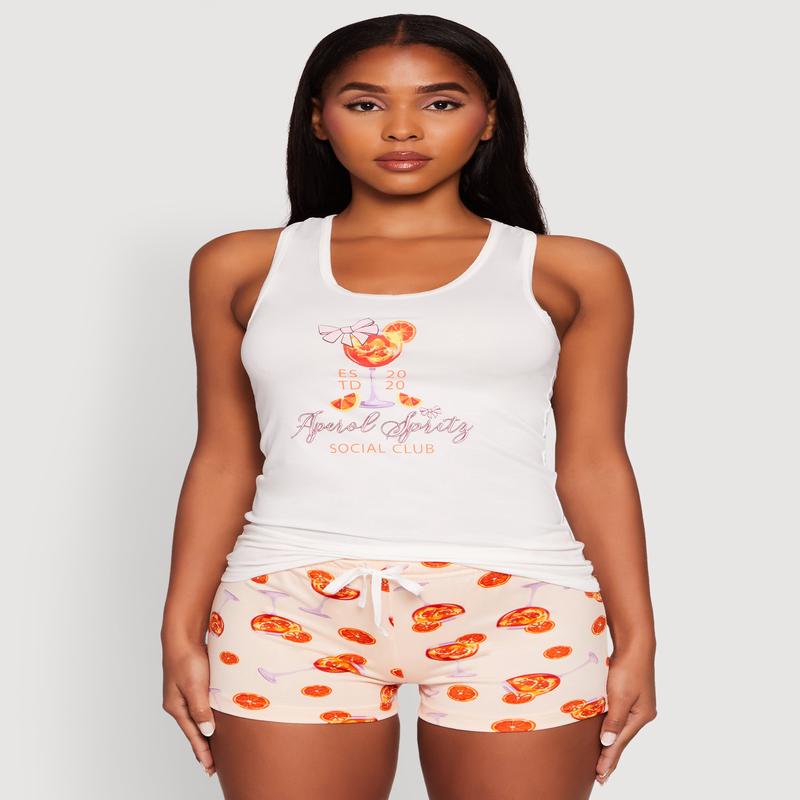 Aperol Spritz Graphic Pajama Tank Top and Shorts