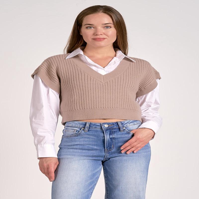 Elan Cropped Layered sweater