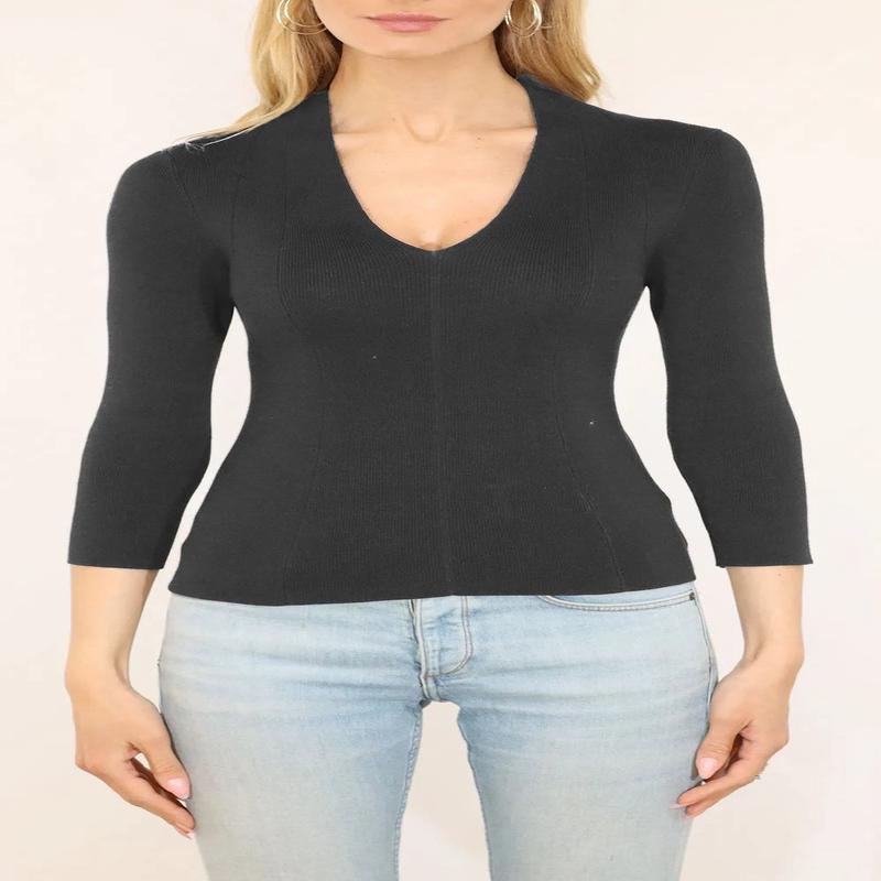 Lonnys 3/4 Sleeve High V-Neck