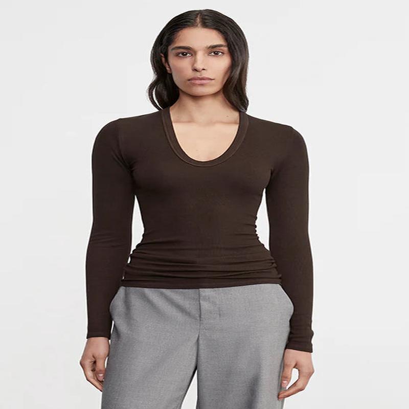 Enza Costa Silk Ribbed U Neck Shirt