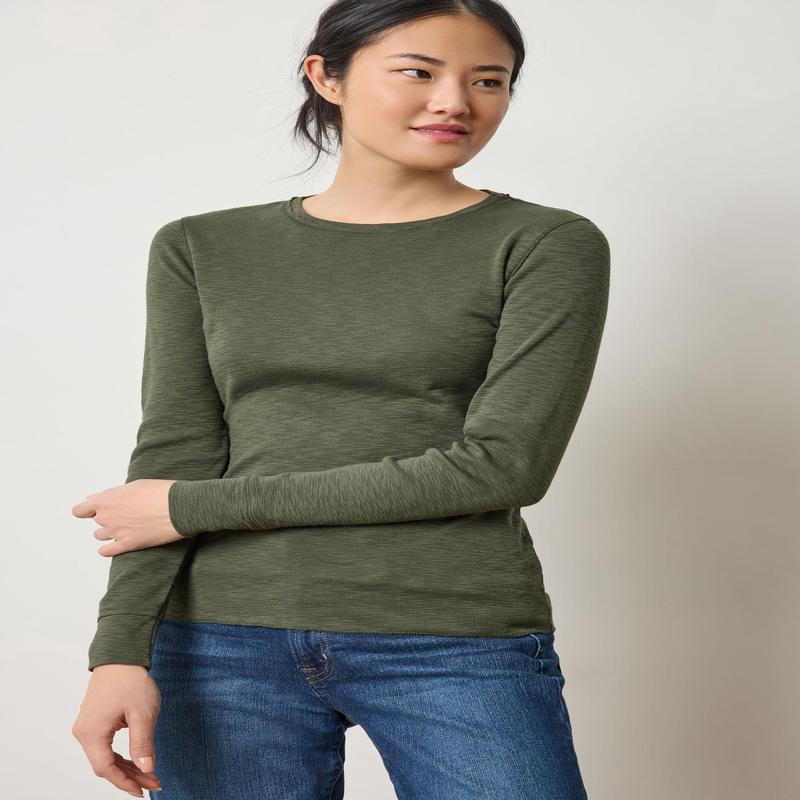 Lilla P Rib Slub Long Sleeve Crew Neck Shirt