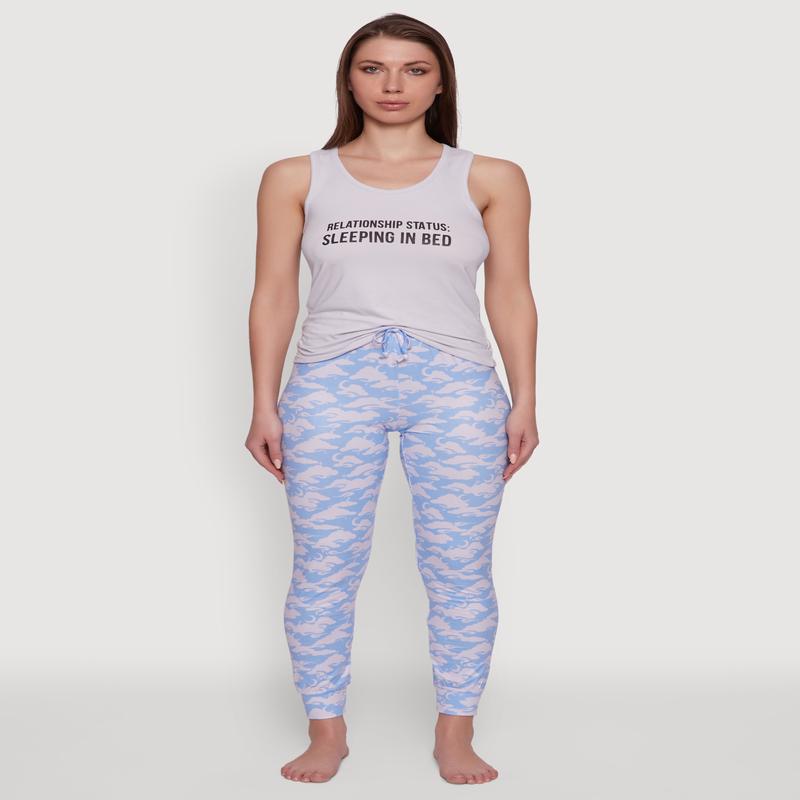 Sleeping In Bed Racerback Pajama Top and Pants Set