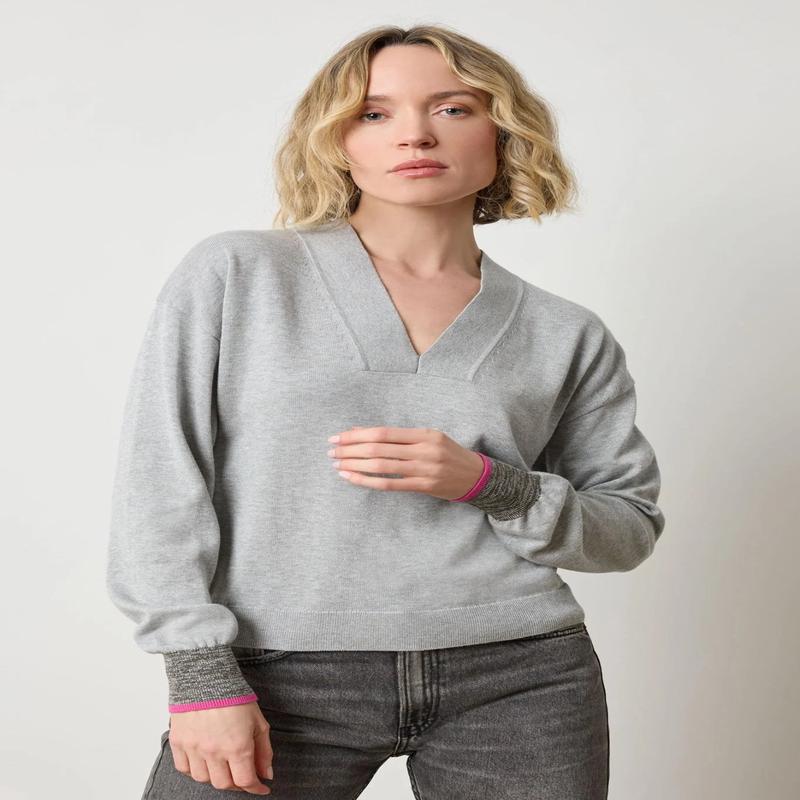 Lilla P V Neck Pullover Sweater