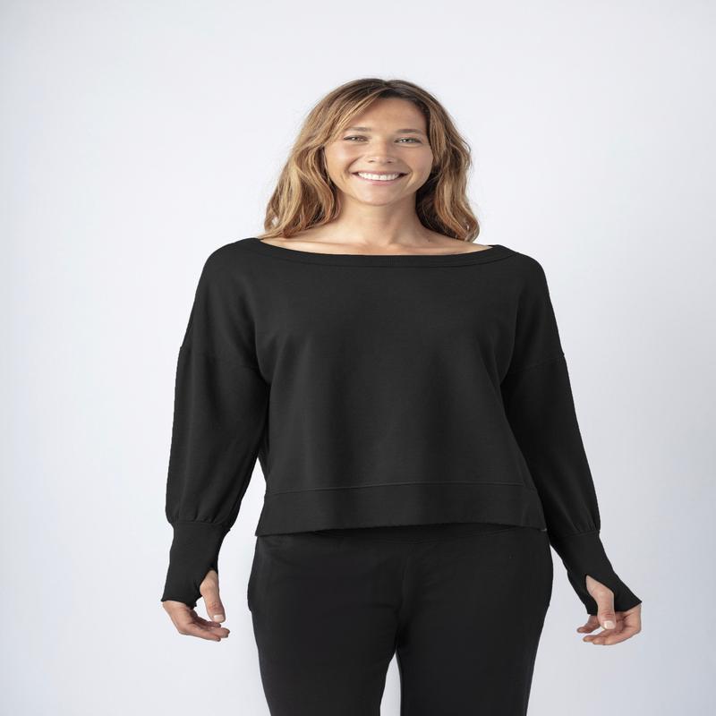 Mila Long Sleeve Open Neck Sweatshirt