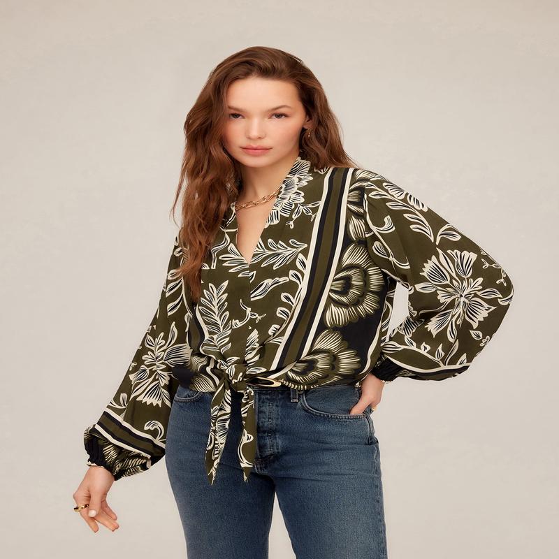 Fifteen Twenty Scarlet Tie Front Top