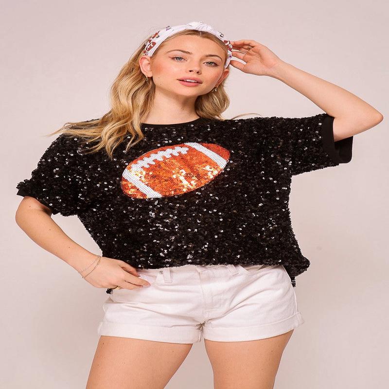 Love & Revenge Game Day Sequin Football Shirt *FINAL SALE*