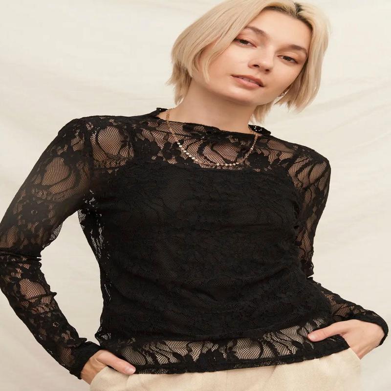 Talk to Angels Lace Long Sleeve Shirt