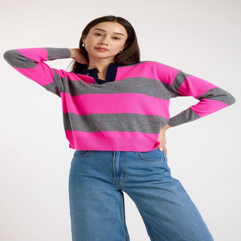 Brodie Ruby Rugby Polo Sweater