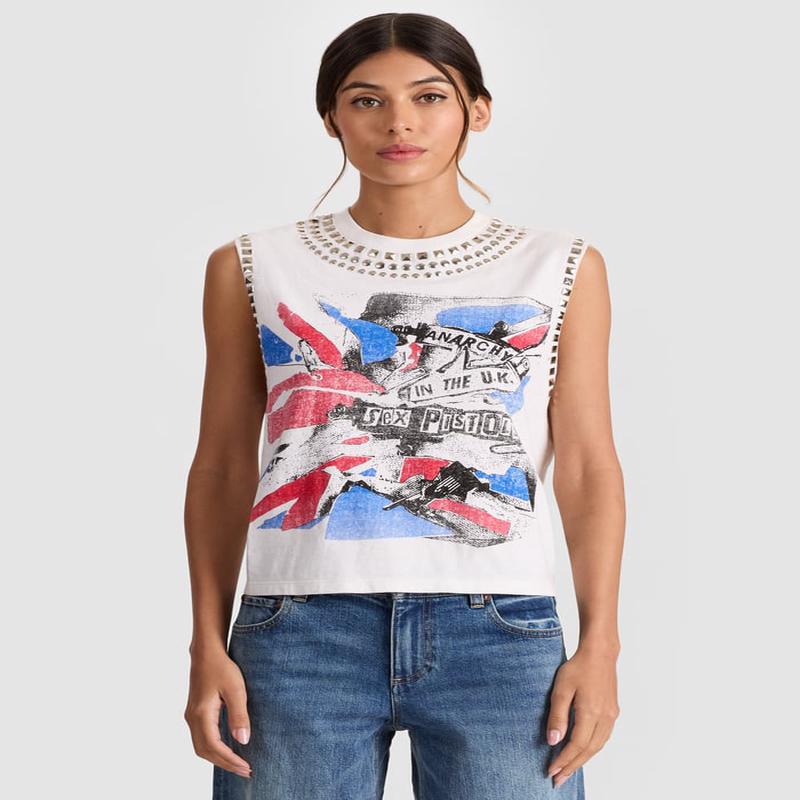 Alice Olivia Micha Sex Pistols Embellished Tank