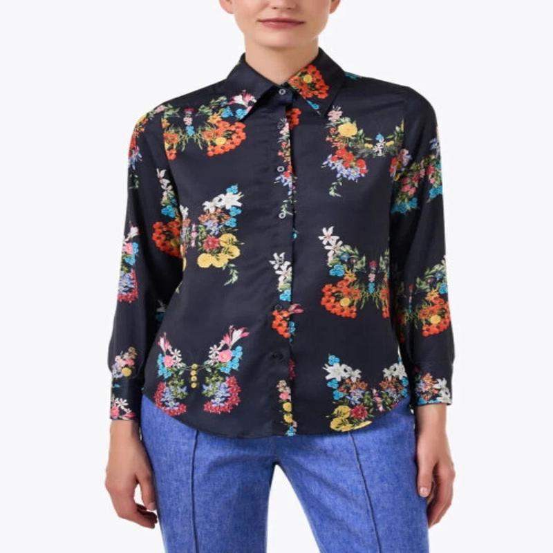 Vilagallo Mariposa Floral Button Down Blouse