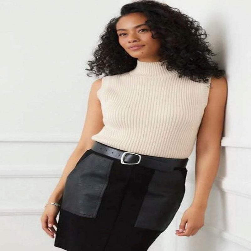 Karen Kane Ribbed Turtleneck Tank