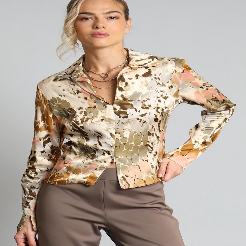 Lola + Sophie Safari Print Fitted Shirt