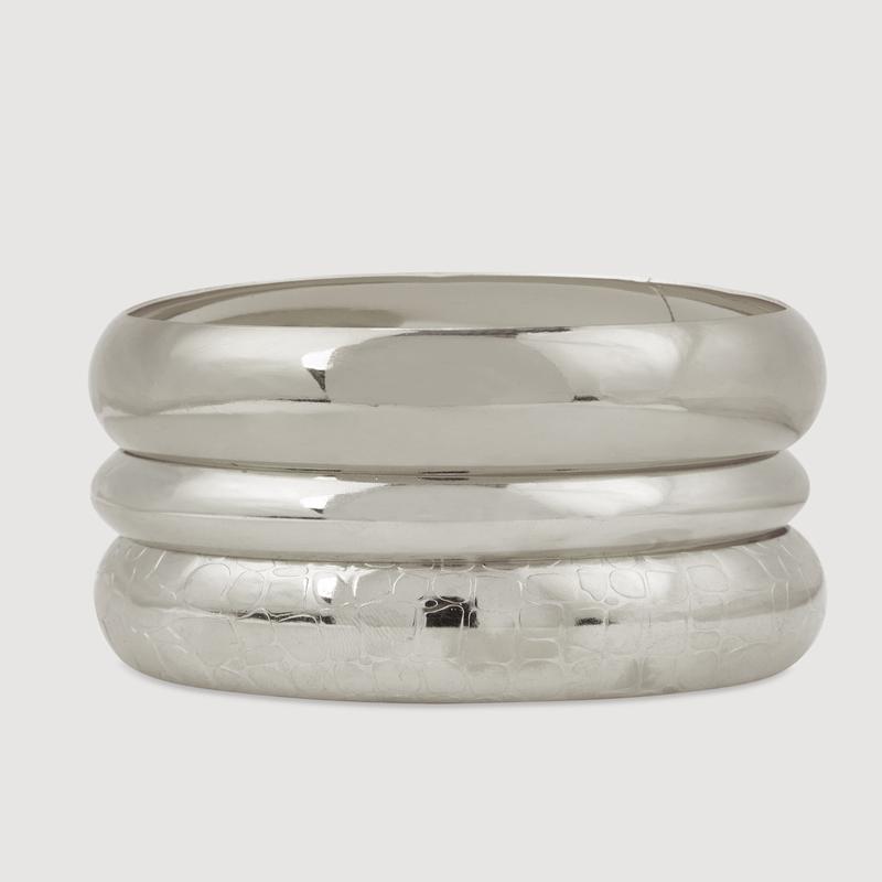 Plus Size Wide Metallic Bangles Set of 3