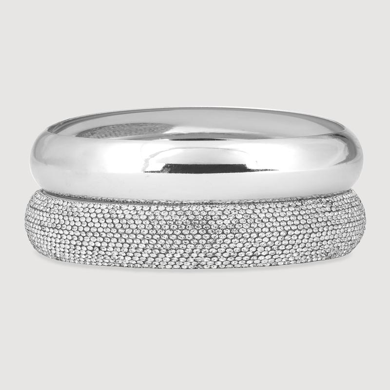 Rhinestone Shiny Metallic 2-Piece Bracelet Set