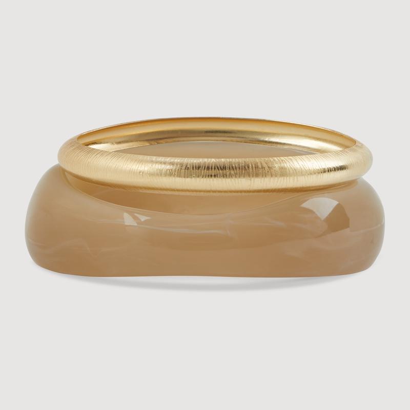 Resin Cuff Bracelet and Metallic Bangle