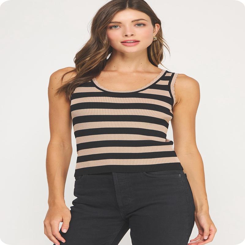 Twin Angels Scalloped Edge Tank Top
