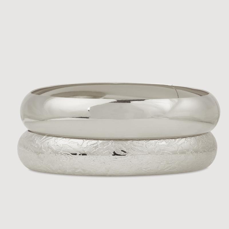 Wide Metallic Bangles Set of 2