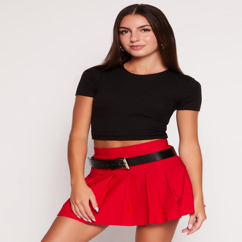 Crew Neck Basic Cropped Tee