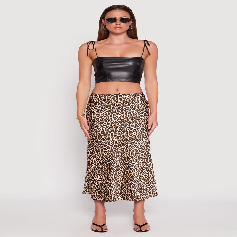 Faux Leather Tie Strap Corset Top