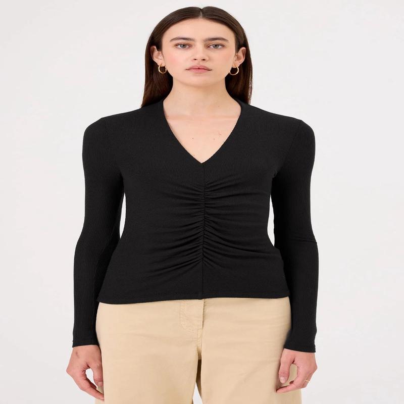 Goldie Fortuna Ruched V Neck Shirt