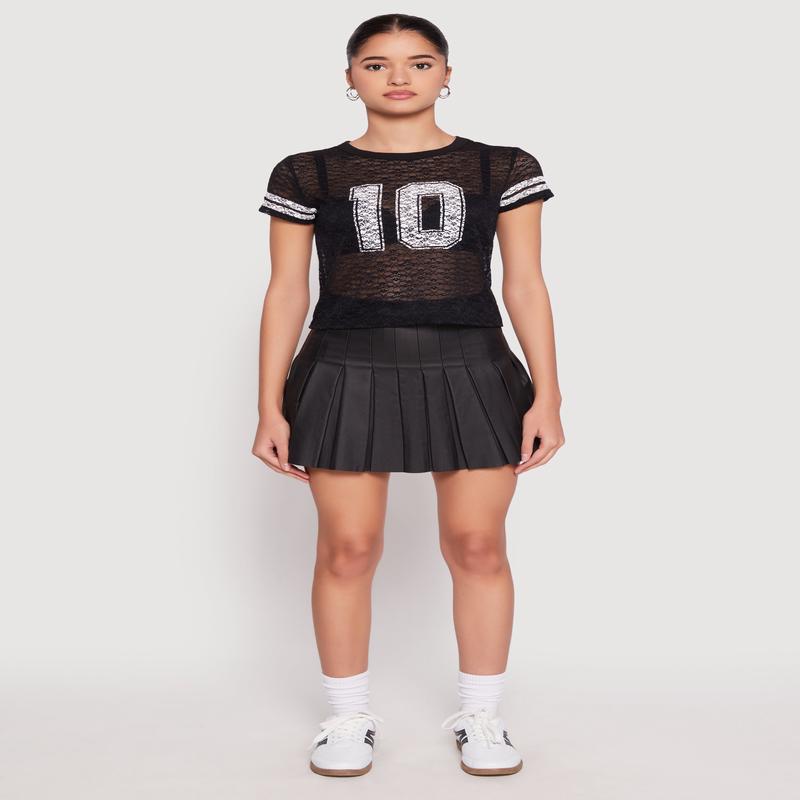Madden Girl Lace 10 Varsity Stripe Crop Top