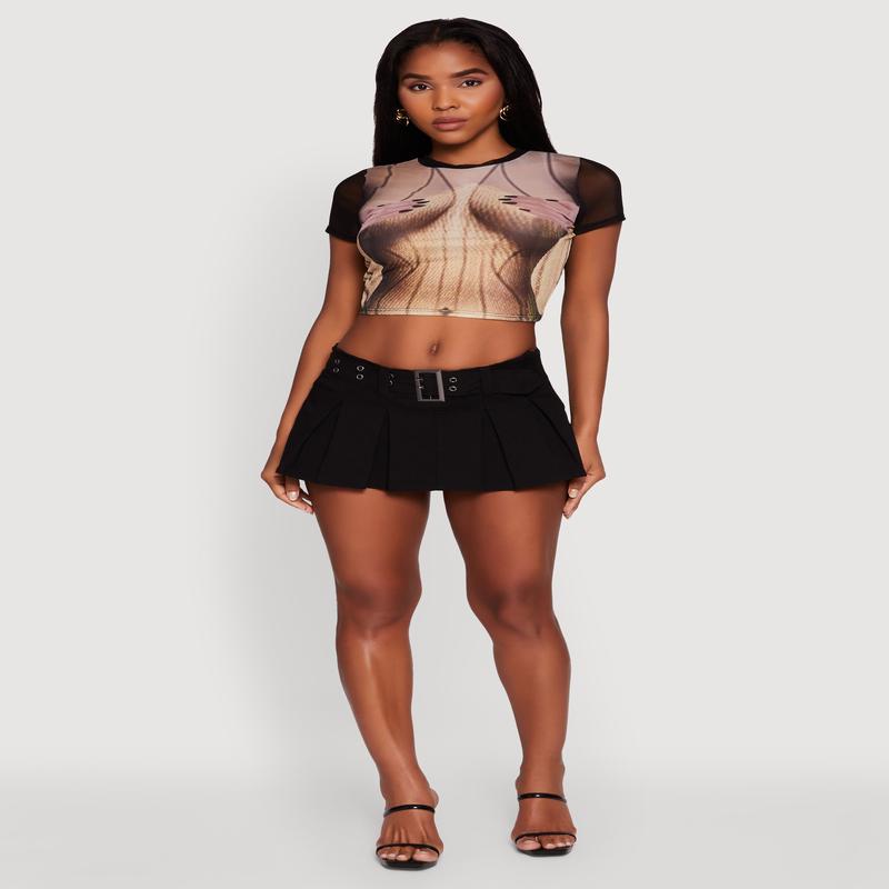 Mesh Hands Graphic Cropped Tee