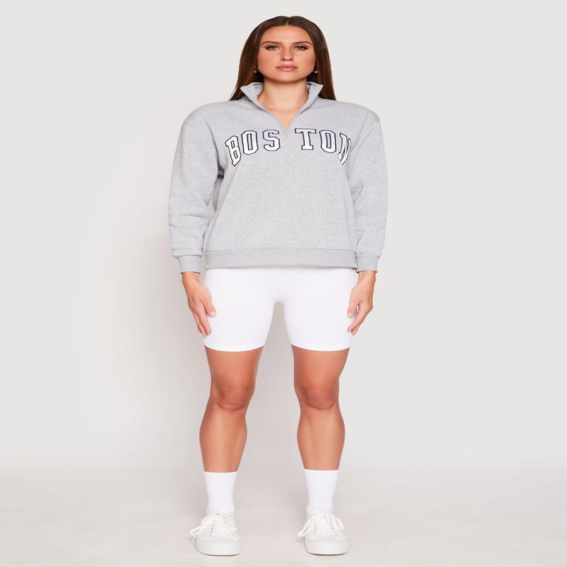 Zip Mock Neck City Pullover Sweatshirt