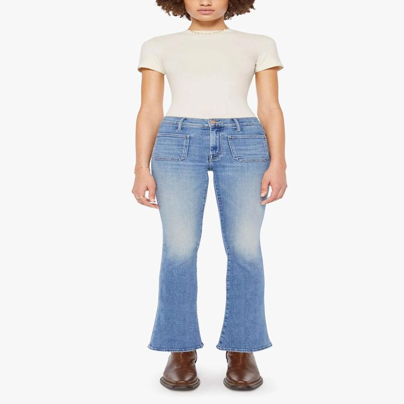 Mother Patch Pocket Weekender Jeans - Poppin Wheelies