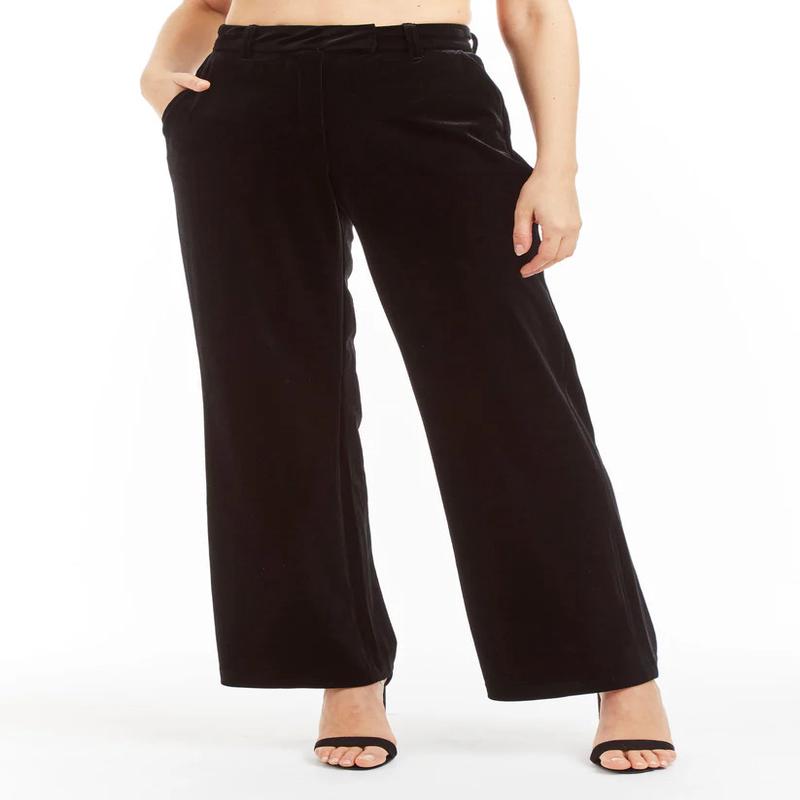 Tractr Wide Leg Velvet Trouser