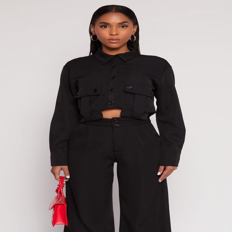 Cargo Pocket Cropped Shirt