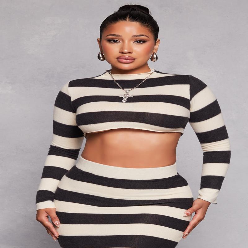 Brush Knit Striped Crop Top