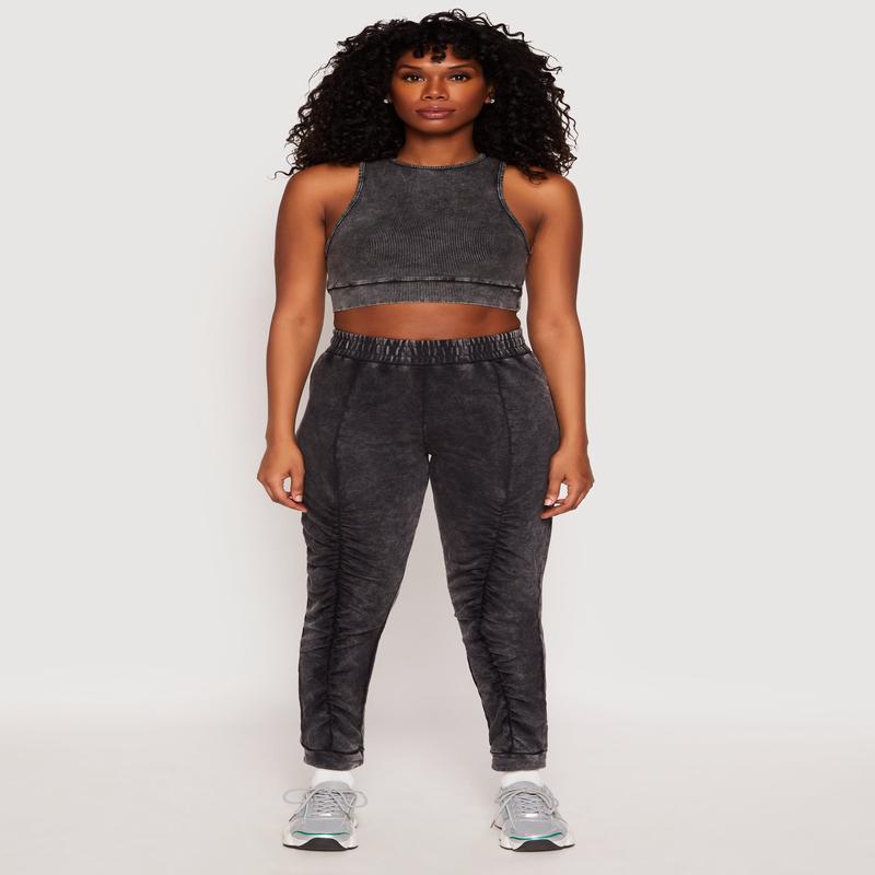 French Terry Acid Wash Stacked Joggers