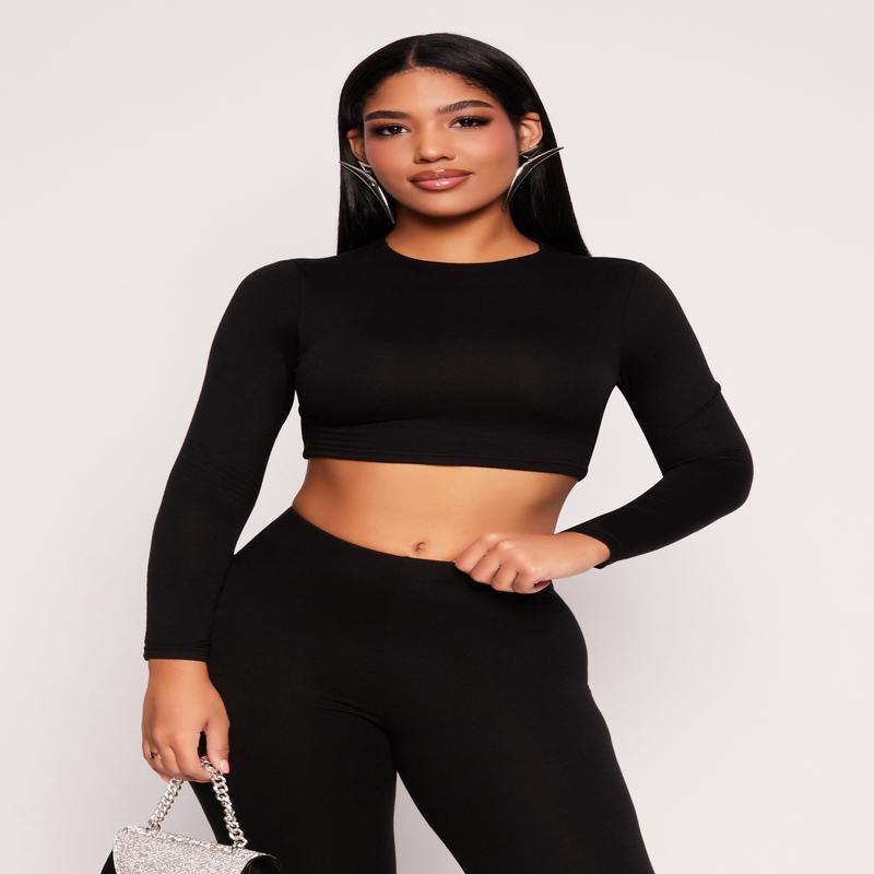 Soft Knit Crew Neck Crop Top