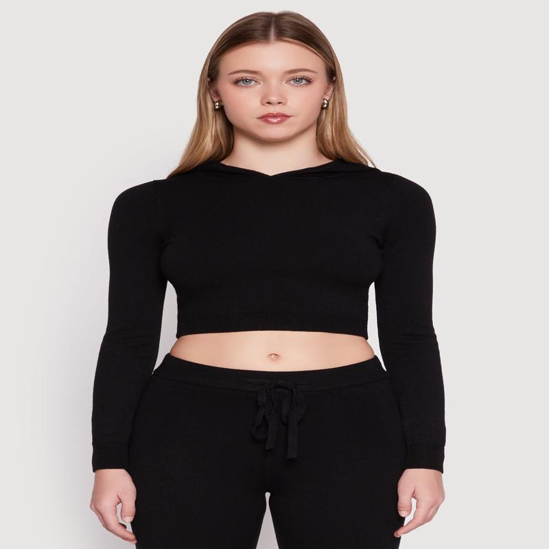 Daisy Cropped Hooded Pullover Sweater